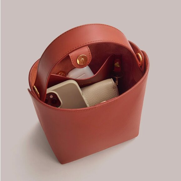 NWT CUYANA Mini Linea Bucket Bag in Rioja Smooth Leather - Picture 8 of 13